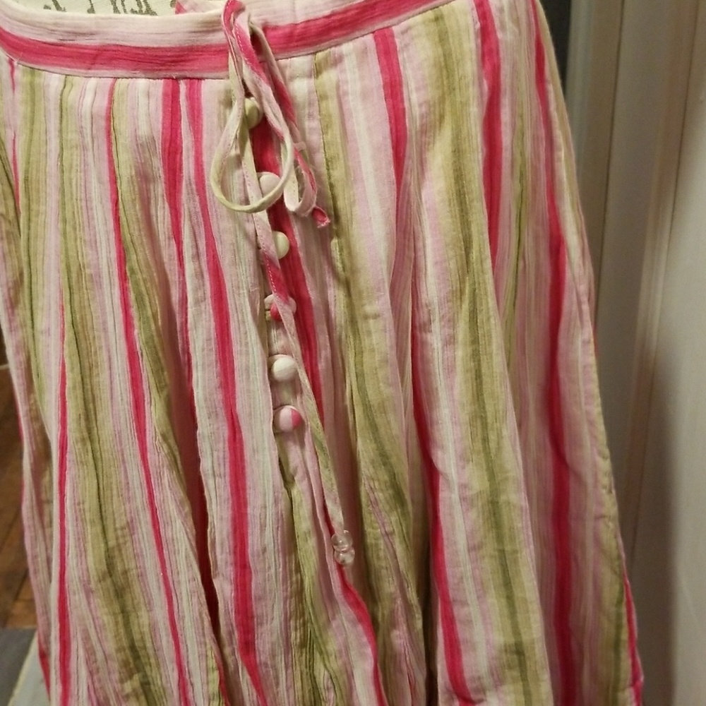 Pink & green striped Banana Republic skirt Sz 4 - Picture 2 of 3